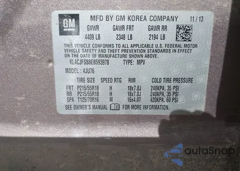 2014 Buick Encore Convenience from USA, damaged, VIN KL4CJFSB8EB593978